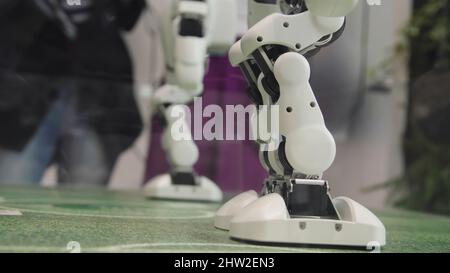 High Technology Future and Science Concept. Smart Humanoid Robots Dancing. Dancing robots. Future technology concept. Stock Photo