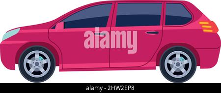 Urban car icon. Red hatchback side view Stock Vector