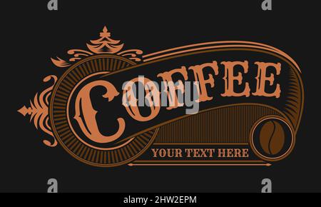Coffee frame decoration ribbons logo vintage retro vector illustration Stock Vector