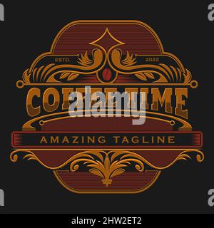 Coffee time frame vintage retro vector illustration Stock Vector