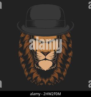 Lion circle hat vector illustration Stock Vector