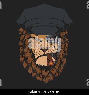 Lion cyborg vector illustration Stock Vector