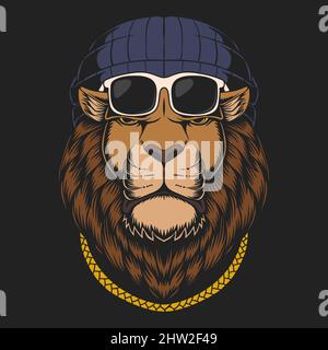 Lion cool vector illustration Stock Vector