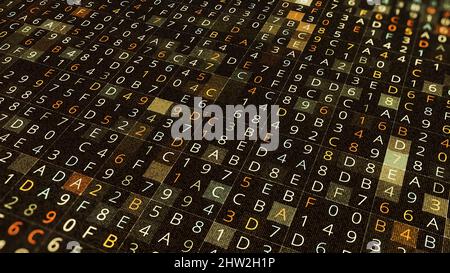 Changing numbers in digital space. Animation. Selection of changing ...