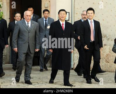 Xi Jinping, current president of the Republic of China, during his visit to Mallorca when he was still Vice President in 2010. Stock Photo
