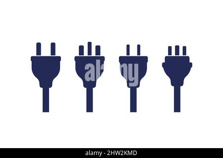 electric plugs on white, vector set Stock Vector