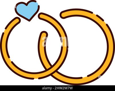 Cartoon golden ring with diamond for Valentines day. Vector ...