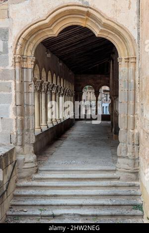 Atrium in the church of San Martin. Romanesque architecture in Segovia, Spain Stock Photo