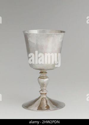 Art inspired by Wine cup, ca. 1660, Made in Boston, Massachusetts, United States, American, Silver, 6 7/8 in., 10oz., 4 dwt. (17.5 cm, 318.4 Grams), Silver, John Hull (1624–1683), Robert Sanderson Sr. (ca. 1608–1693), Richard and Alice Brackett donated this cup to the Braintree church, Classic works modernized by Artotop with a splash of modernity. Shapes, color and value, eye-catching visual impact on art. Emotions through freedom of artworks in a contemporary way. A timeless message pursuing a wildly creative new direction. Artists turning to the digital medium and creating the Artotop NFT Stock Photo