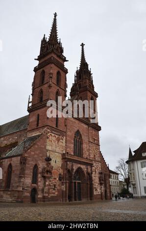 Basel Minster cathedral in Basel, Switzerland Stock Photo