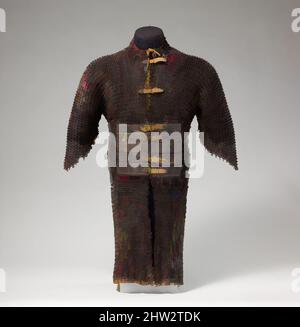 Art inspired by Shirt of Mail and Plate, 15th–16th century, Iranian or Turkish, Steel, iron, copper alloy, gold, silver, leather, H. 39 1/4 in. (99.7 cm); W. at shoulders 19 in. (48.26 cm); L. of metal plate at waist 8 1/2 in. (21.59 cm); W. of metal plate at waist 10 1/2 in. (26.67 cm, Classic works modernized by Artotop with a splash of modernity. Shapes, color and value, eye-catching visual impact on art. Emotions through freedom of artworks in a contemporary way. A timeless message pursuing a wildly creative new direction. Artists turning to the digital medium and creating the Artotop NFT Stock Photo