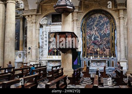 The interior of the beautiful baroque church of Santa Agata, in the historic center of Gallipoli, Italy, Puglia. Stock Photo