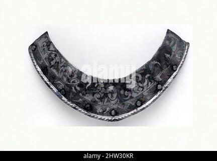 Art inspired by Collar Plate for a Helmet of Henry III of France (1551–1589), ca. 1570, probably Paris, French, probably Paris, Steel, copper alloy, H. 6 in. (15 cm); W. 10 1/4 (25.9 cm); D. 5 in. (12.7 cm); Wt. 5.5 oz. (155.9 g), Helmets Parts, This collar plate belongs to a helmet (, Classic works modernized by Artotop with a splash of modernity. Shapes, color and value, eye-catching visual impact on art. Emotions through freedom of artworks in a contemporary way. A timeless message pursuing a wildly creative new direction. Artists turning to the digital medium and creating the Artotop NFT Stock Photo