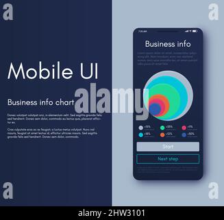 Vector graphics infographics with mobile phone. Template for creating mobile applications, workflow layout, diagram, banner, web design, business Stock Vector