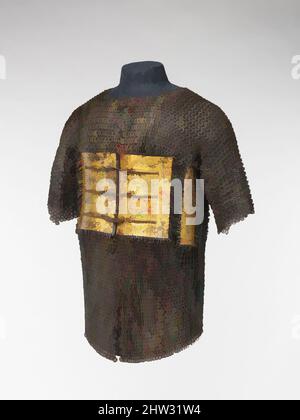 Art inspired by Shirt of Mail and Plate, dated A.H. 1042/A.D. 1632–33, Indian, Steel, iron, gold, leather, as mounted, H. 32 in. (81.3 cm)l; L. 31 in. (78.8 cm); W. 40 in. (101.5 cm); Wt. 23 lb. 10 oz. (10.7 kg), Mail, This shirt ranks as one of the most beautiful surviving Mughal, Classic works modernized by Artotop with a splash of modernity. Shapes, color and value, eye-catching visual impact on art. Emotions through freedom of artworks in a contemporary way. A timeless message pursuing a wildly creative new direction. Artists turning to the digital medium and creating the Artotop NFT Stock Photo