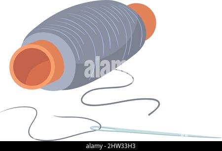 Sewing thread cop with needle. Needlework cartoon icon isolated on white background Stock Vector