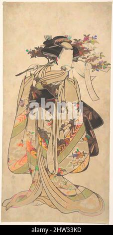 Art inspired by The First Nakamura Tomijuro as a Woman Walking Toward the Left, Edo period (1615–1868), late 1777 or early in 1778, Japan, Polychrome woodblock print; ink and color on paper, 11 23/32 x 5 3/4 in. (29.8 x 14.6 cm), Prints, Katsukawa Shunkō (Japanese, 1743–1812, Classic works modernized by Artotop with a splash of modernity. Shapes, color and value, eye-catching visual impact on art. Emotions through freedom of artworks in a contemporary way. A timeless message pursuing a wildly creative new direction. Artists turning to the digital medium and creating the Artotop NFT Stock Photo