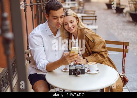 Man and woman hugging and resting together Stock Photo