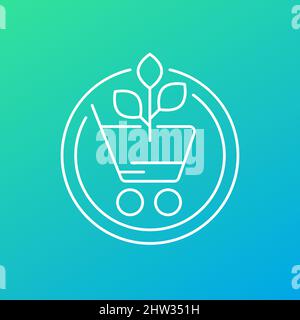 organic shop, eco products line icon Stock Vector