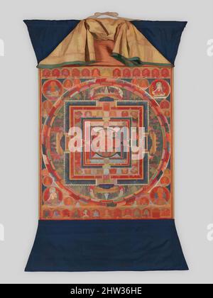 Art inspired by Mandala of the Forms of Manjushri, the Bodhisattva of Transcendent Wisdom, late 14th century, Tibet, Distemper on cloth, 33 1/16 x 29 1/8 in. (83.9 x 74 cm), Paintings, At center sits Manjushri, the peaceful form of Manjuvajra, a bodhisattva who cuts through ignorance, Classic works modernized by Artotop with a splash of modernity. Shapes, color and value, eye-catching visual impact on art. Emotions through freedom of artworks in a contemporary way. A timeless message pursuing a wildly creative new direction. Artists turning to the digital medium and creating the Artotop NFT Stock Photo
