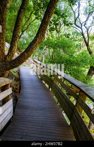 The “Passadiços do Paiva Trailhead Areinho” in Arouca Geopark, on river Paiva, near Porto, Portugal, elected as the most innovative tourism project in Stock Photo