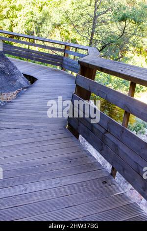 The “Passadiços do Paiva Trailhead Areinho” in Arouca Geopark, on river Paiva, near Porto, Portugal, elected as the most innovative tourism project in Stock Photo