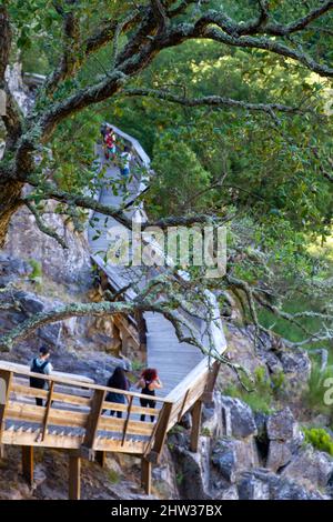 The “Passadiços do Paiva Trailhead Areinho” in Arouca Geopark, on river Paiva, near Porto, Portugal, elected as the most innovative tourism project in Stock Photo