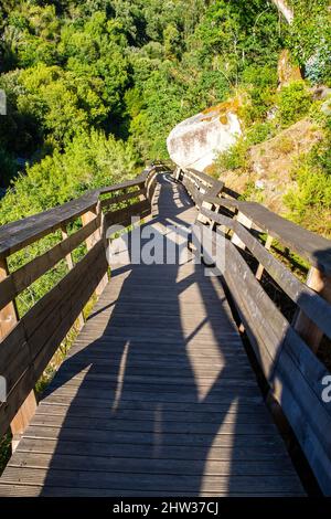 The “Passadiços do Paiva Trailhead Areinho” in Arouca Geopark, on river Paiva, near Porto, Portugal, elected as the most innovative tourism project in Stock Photo