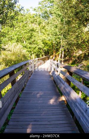 The “Passadiços do Paiva Trailhead Areinho” in Arouca Geopark, on river Paiva, near Porto, Portugal, elected as the most innovative tourism project in Stock Photo