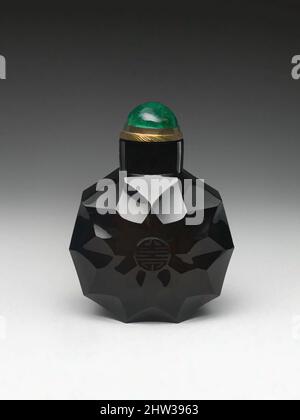 Art inspired by Snuff Bottle with the Chinese Character of Longevity, Qing dynasty (1644–1911), late 18th century, China, Smoky quartz with glass stopper, H. 2 1/2 in. (6.4 cm), Snuff Bottles, Classic works modernized by Artotop with a splash of modernity. Shapes, color and value, eye-catching visual impact on art. Emotions through freedom of artworks in a contemporary way. A timeless message pursuing a wildly creative new direction. Artists turning to the digital medium and creating the Artotop NFT Stock Photo