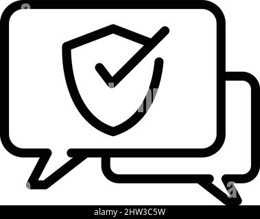 Secured chat icon outline vector. Antivirus data. Firewall safety Stock Vector