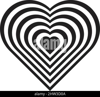 Abstract heart lines vector geometric shape for logo, web, print and modern and contemporary design wall art background in a glyph illustration Stock Vector