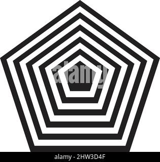 Abstract pentagon lines vector geometric shape for logo, web, print and modern and contemporary design wall art background in a glyph illustration Stock Vector