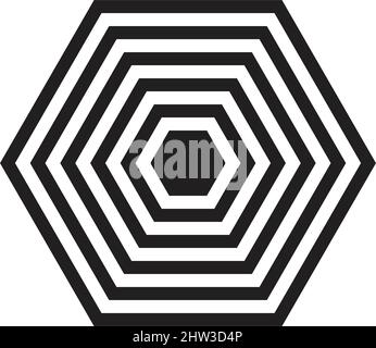 Abstract hexagon lines vector geometric shape for logo, web, print and modern and contemporary design wall art background in a glyph illustration Stock Vector