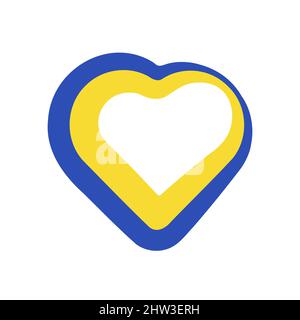 Flag of Ukraine in heart shape. Vector illustration. Modern Ukrainian national symbol Stock Vector