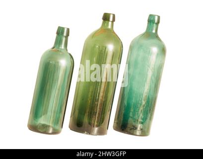 Empty glass bottles. Old empty glass bottles. Stock Photo