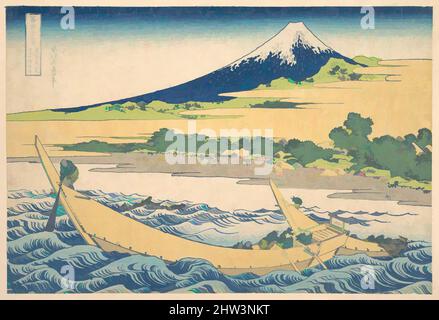 Art inspired by Tago Bay near Ejiri on the Tōkaidō (Tōkaidō Ejiri Tago no ura ryaku zu), from the series Thirty-six Views of Mount Fuji (Fugaku sanjūrokkei), 冨嶽三十六景　東海道江尻田子の浦略図, Edo period (1615–1868), ca. 1830–32, Japan, Polychrome woodblock print; ink and color on paper, 9 7/8 x 14 5, Classic works modernized by Artotop with a splash of modernity. Shapes, color and value, eye-catching visual impact on art. Emotions through freedom of artworks in a contemporary way. A timeless message pursuing a wildly creative new direction. Artists turning to the digital medium and creating the Artotop NFT Stock Photo