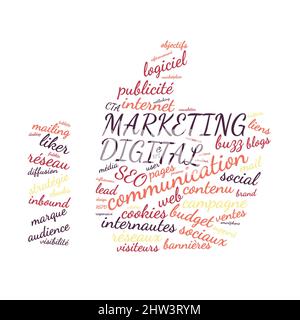 Marketing Digital word cloud vector illustration in French language Stock Photo