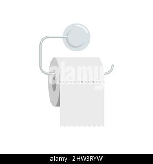 Soft clean toilet paper or hygiene napkin roll on holder. Flat vector eps illustration Stock Vector