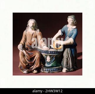 Art inspired by Christ and the Woman of Samaria, early 17th century, French, Avon, Lead-glazed earthenware, Overall: 6 7/16 × 7 in. (16.4 × 17.8 cm), Ceramics-Pottery, Classic works modernized by Artotop with a splash of modernity. Shapes, color and value, eye-catching visual impact on art. Emotions through freedom of artworks in a contemporary way. A timeless message pursuing a wildly creative new direction. Artists turning to the digital medium and creating the Artotop NFT Stock Photo