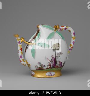 Art inspired by Wine pot in the shape of a peach (cadogan type), ca. 1725, German, Meissen, Hard-paste porcelain painted with colored enamels over transparent glaze, Overall (confirmed): 5 1/2 x 7 x 3 1/2 in. (14 x 17.8 x 8.9 cm), Ceramics-Porcelain, This unusual teapot is modeled in, Classic works modernized by Artotop with a splash of modernity. Shapes, color and value, eye-catching visual impact on art. Emotions through freedom of artworks in a contemporary way. A timeless message pursuing a wildly creative new direction. Artists turning to the digital medium and creating the Artotop NFT Stock Photo