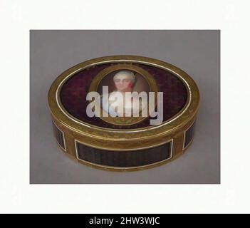 Art inspired by Snuffbox with portrait of a woman, F.S., Switzerland, ca. 1795, Swiss, Gold, enamel, 3 1/8 × 1 3/16 in. (7.9 × 3 cm), F.S., Switzerland, Classic works modernized by Artotop with a splash of modernity. Shapes, color and value, eye-catching visual impact on art. Emotions through freedom of artworks in a contemporary way. A timeless message pursuing a wildly creative new direction. Artists turning to the digital medium and creating the Artotop NFT Stock Photo