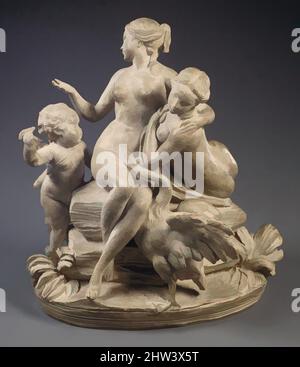 Art inspired by Leda and the Swan, 1753 or 1758, French, Terre de Lorraine (?), Overall: 9 7/16 × 5 1/8 × 8 11/16 in. (24 × 13 × 22.1 cm), Sculpture, Based on a composition by Étienne-Maurice Falconet (French, Paris 1716–1791 Paris), This statuette group is derived from a composition, Classic works modernized by Artotop with a splash of modernity. Shapes, color and value, eye-catching visual impact on art. Emotions through freedom of artworks in a contemporary way. A timeless message pursuing a wildly creative new direction. Artists turning to the digital medium and creating the Artotop NFT Stock Photo