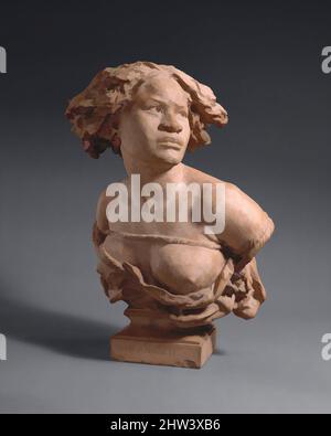 Art inspired by La Négresse, 1872, French, Auteuil, Cast terracotta, Height: 24 in. (61 cm), Sculpture, Workshop of Jean-Baptiste Carpeaux (French, Valenciennes 1827–1875 Courbevoie), The bust follows Carpeaux's model of a young African woman, one of the figures representing the four, Classic works modernized by Artotop with a splash of modernity. Shapes, color and value, eye-catching visual impact on art. Emotions through freedom of artworks in a contemporary way. A timeless message pursuing a wildly creative new direction. Artists turning to the digital medium and creating the Artotop NFT Stock Photo