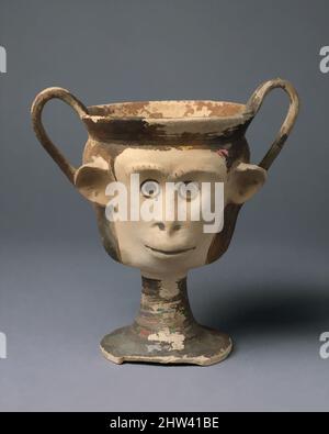 Art inspired by Terracotta kantharos (drinking cup with high vertical handles), Archaic, mid-6th century B.C., East Greek or Cypriot, Terracotta, H. 5 3/4 in. (14.6 cm), Vases, The origin of this unique vase has been difficult to pinpoint. In the eastern Aegean area, including Samos, Classic works modernized by Artotop with a splash of modernity. Shapes, color and value, eye-catching visual impact on art. Emotions through freedom of artworks in a contemporary way. A timeless message pursuing a wildly creative new direction. Artists turning to the digital medium and creating the Artotop NFT Stock Photo