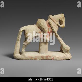 Art inspired by Limestone horse with a rider hunting a lion, Classical, 2nd half of the 5th or 4th century B.C., Cypriot, Limestone, Other: H.:7 x W.:2 3/4 x L.:8 3/4 in. (17.8 x 7 x 22.2 cm), Stone Sculpture, Horse's fore-feet resting on crouching lion, Classic works modernized by Artotop with a splash of modernity. Shapes, color and value, eye-catching visual impact on art. Emotions through freedom of artworks in a contemporary way. A timeless message pursuing a wildly creative new direction. Artists turning to the digital medium and creating the Artotop NFT Stock Photo