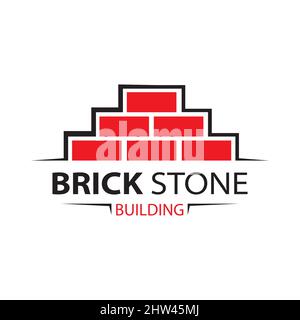Vector set of logos brick stones, construction Stock Vector
