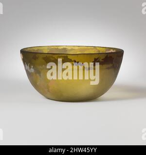 Art inspired by Glass bowl, Early Imperial, late 1st century B.C.–mid-1st century A.D., Roman, Glass; cast and cut, H.: 2 3/16 in. (5.6 cm), Glass, Translucent yellow green. Upright rounded and slightly uneven rim of varying thickness; convex side, tapering downward; concave bottom. On, Classic works modernized by Artotop with a splash of modernity. Shapes, color and value, eye-catching visual impact on art. Emotions through freedom of artworks in a contemporary way. A timeless message pursuing a wildly creative new direction. Artists turning to the digital medium and creating the Artotop NFT Stock Photo