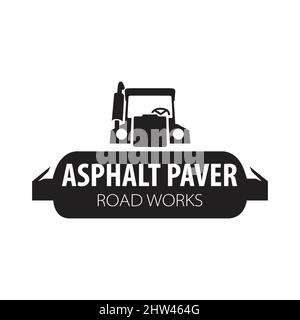 Vector logo of asphalt paver, road works Stock Vector