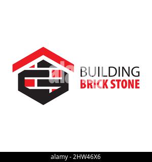 Vector set of logos brick stones, construction Stock Vector